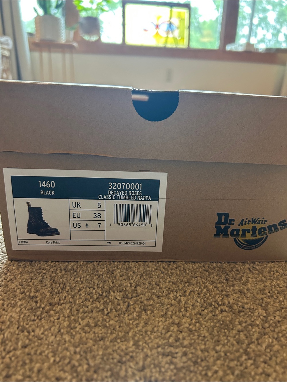 Dr. Martens Black Floral Lace-Up Combat Boots - Picture 7 of 8